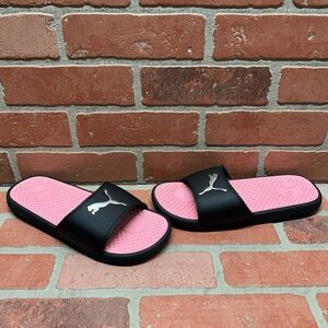 PUMA 'Cool Cat Sport' Black/Pink/Silver Slide Sandals Women's Size 8